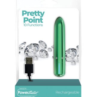 Pretty Point Rechargeable Bullet - 10 Functions Teal