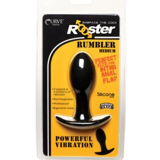 Curve Toys Rooster Rumbler Vibrating Silicone Anal Plug Medium - Black
