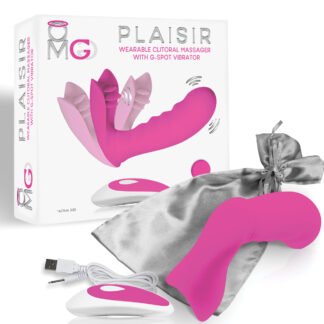 OMG Plaisir Wearable Clitoral Massager w/G-Spot Vibrator - Pink