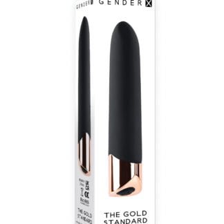 Gender X The Gold Standard Rechargeable Silicone Bullet - Black/Rose Gold