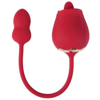 Fuchsia Rose Clit Licking Stimulator & Vibrating Egg - Red