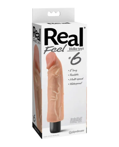 Real Feel No. 6  Long 8" Vibe Waterproof - Multi-speed Flesh