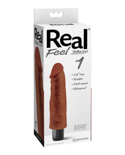 Real Feel No. 1  Long 7.5" Vibe Waterproof - Mutli-speed Brown