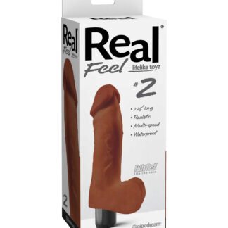 Real Feel No.2 Long 8" Vibe Waterproof -Mutli-speed Brown
