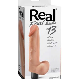 Real Feel No. 13  Long 8.5" Vibe Waterproof - Mutli-speed Flesh