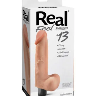 Real Feel No. 13  Long 8.5" Vibe Waterproof - Mutli-speed Flesh