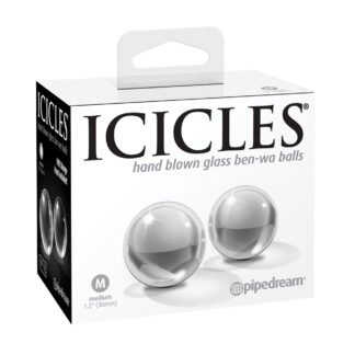 Icicles No. 42 Hand Blown Glass Medium Ben Wa Balls - Clear