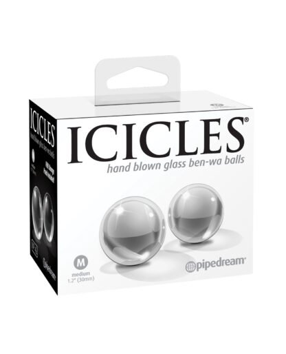 Icicles No. 42 Hand Blown Glass Medium Ben Wa Balls - Clear