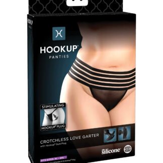 Hookup Panties Crotchless Love Garter Black XL-XXL