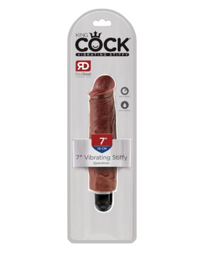 King Cock  7" Vibrating Stiffy - Brown