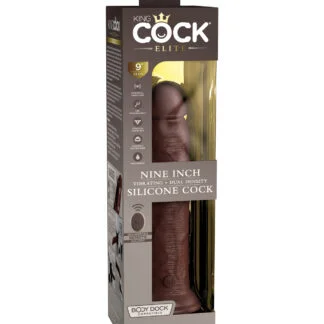 King Cock Elite 9" Dual Density Vibrating Silicone Cock w/Remote - Brown