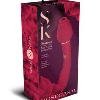 Secret Kisses Rosegasm Twosome Dual Ended Rose Bud w/Clitoral Suction & G-Spot Vibe - Red
