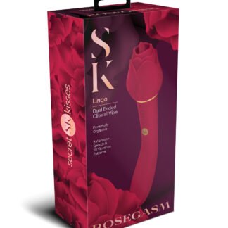 Secret Kisses Rosegasm Lingo Dual Ended Rose Bud w/Clitoral Flickering & Internal Massage - Red
