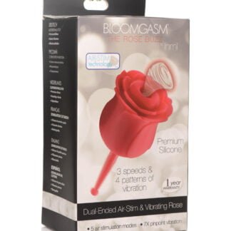 Inmi Bloomgasm Rose Buzz Dual Ended 5X Air Clit Stimulator & 7X Vibrator - Red