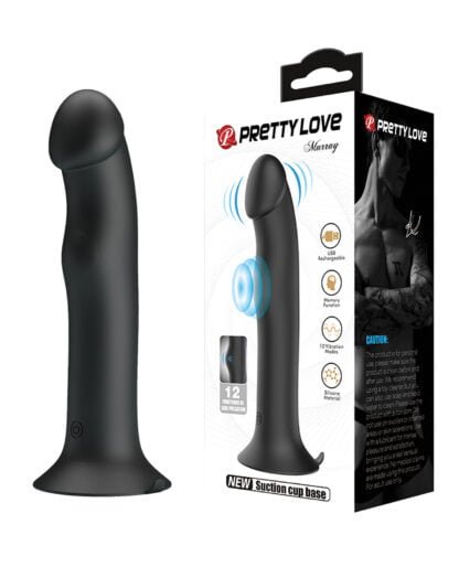 Pretty Love Murray Pulsating & Vibrating Suction Cup Dildo - Black