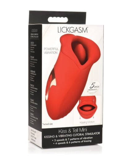 Shegasm Lickgasm Kiss + Tell Silicone Kissing & Vibrating Clitoral Stimulator - Red