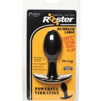 Curve Toys Rooster Rumbler Vibrating Silicone Anal Plug Large - Black