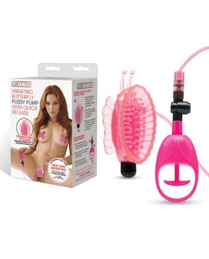 Lux Fetish Vibrating Butterfly Pussy Pump w/Quick Release - Pink