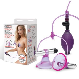 Lux Fetish Vibrating Nipple Suckers w/Quick Release - Pink/Purple