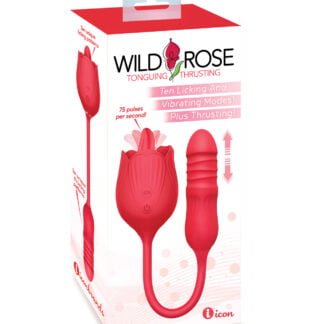 Wild Rose Licking & Thrusting Vibrator - Red