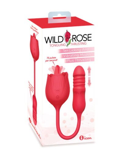 Wild Rose Licking & Thrusting Vibrator - Red