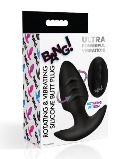 Bang! Rotating & Vibrating Tapered Butt Plug w/Remote - Black