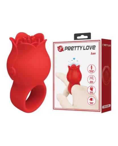 Pretty Love Jae Floral Ring Finger Vibrator - Red