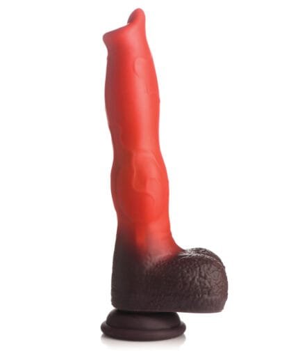 Creature Cocks Ramming Hound Thrusting & Vibrating Silicone Dildo w/Remote Control - Red/Brown